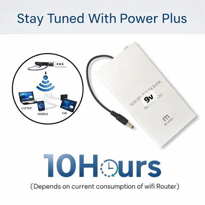 Power Plus 12V Mini UPS for WiFi Router - 10 Hours Battery Backup | Portable Router Power Bank with 6 High-Capacity Cells